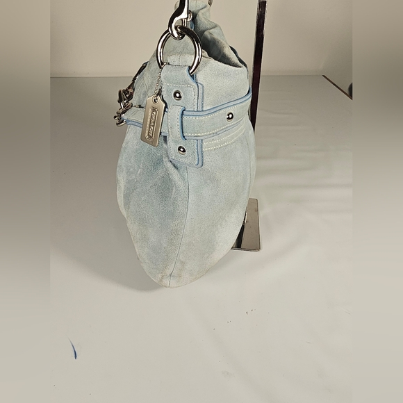 Extremely Rare Vintage Coach legant Light Blue Suede Shoulder Bag - Picture 6 of 13